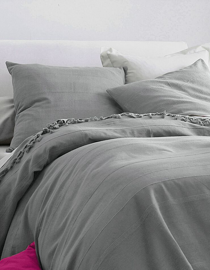 Housse coussin unie coton tissage artisanal - lot de 2 (gris perle) Housse coussin unie coton tissage artisanal - lot de 2 (gris perle)