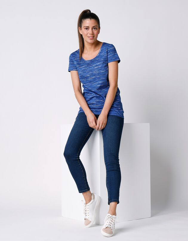 Tee-shirt chiné manches courtes en coton bio, éco-responsable (bleu dur chiné)