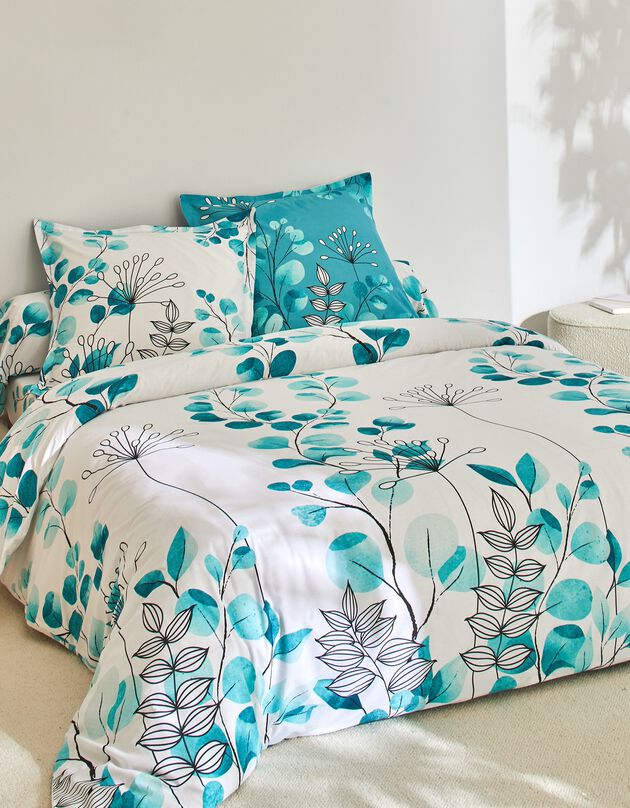 Linge de lit Danae en coton imprimé (bleu)