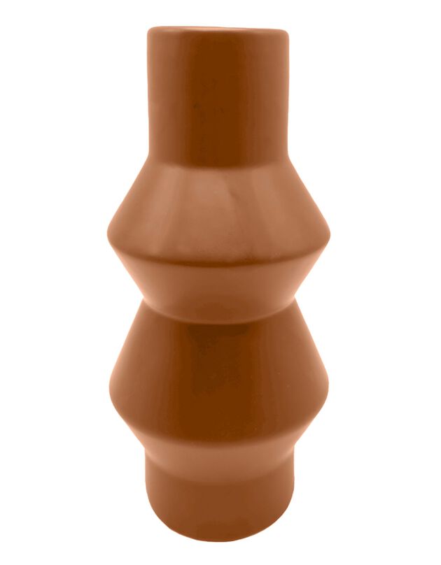 Vase céramique forme géométrique - hauteur 28 cm (terracotta)