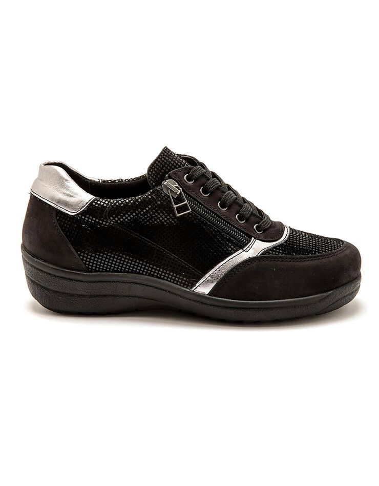Derbies confort extra-larges lacés et zippés en cuir - noir (noir) Derbies confort extra-larges lacés et zippés en cuir - noir (noir)