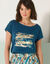 T-shirt imprimé peau de bête (bleu / émeraude)