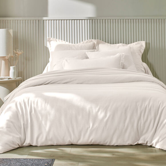 Linge de lit uni flanelle (ivoire)
