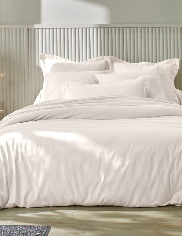 Linge de lit uni flanelle (ivoire)