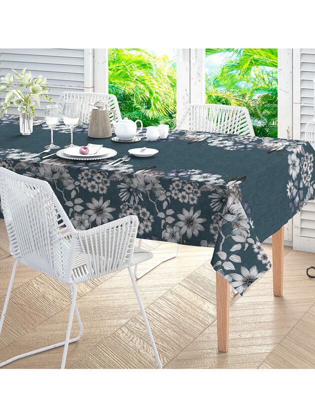 Nappe imprimé fleurs (bleu)