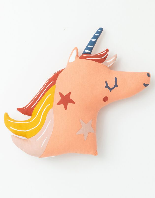 Coussin garni enfant "licorne" (rose)