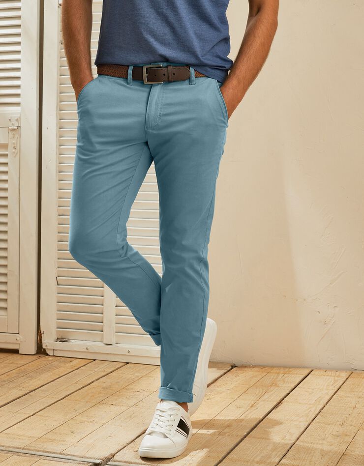 Pantalon chino toile sergé (bleu lagon) Pantalon chino toile sergé (bleu lagon)