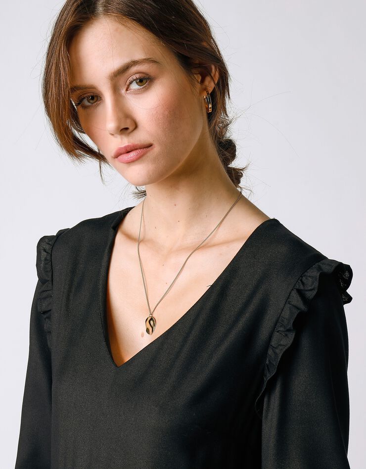 Robe longue unie base volantée (noir) Robe longue unie base volantée (noir)