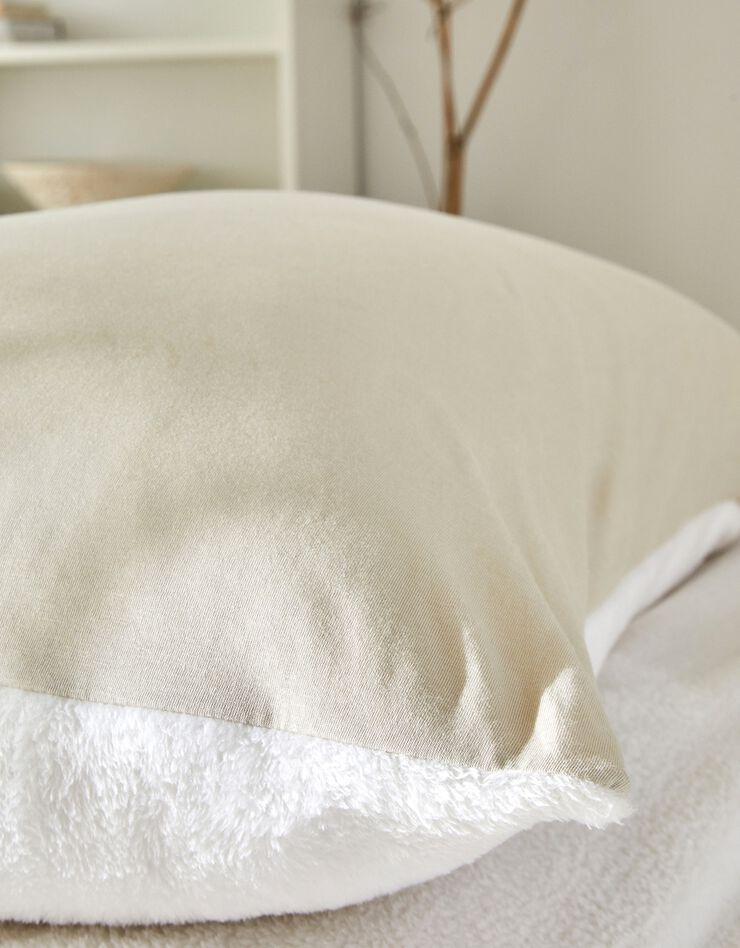 Linge de lit réversible jersey polaire toucher peluche (sable)