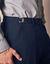 Pantalon ville ceinture ajustable par boucles - polyester  (marine)