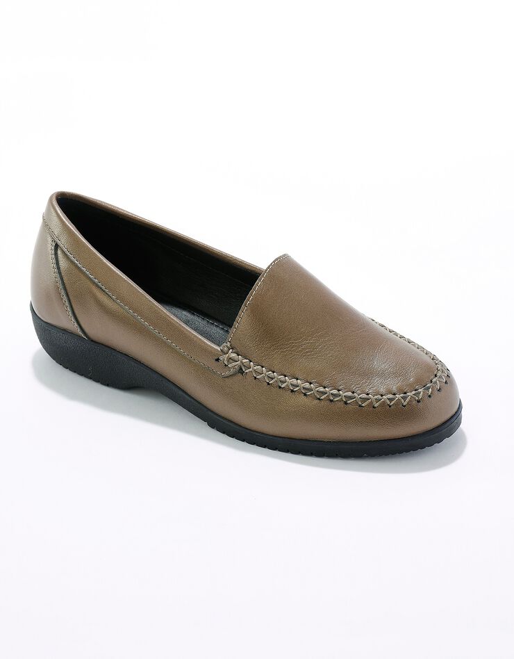 Mocassins largeur confort en cuir souple - uni (bronze) Mocassins largeur confort en cuir souple - uni (bronze)