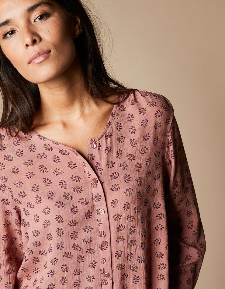 Blouse imprimée manches longues (bois de rose) Blouse imprimée manches longues (bois de rose)