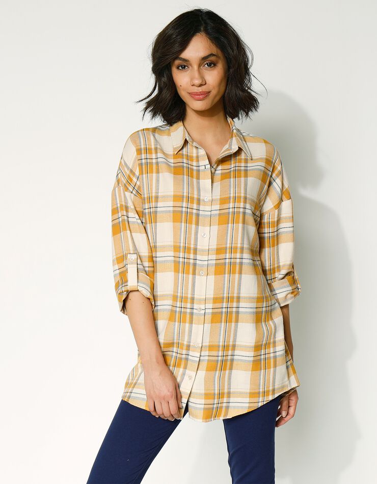 Chemise flanelle à carreaux (écru / miel) Chemise flanelle à carreaux (écru / miel)