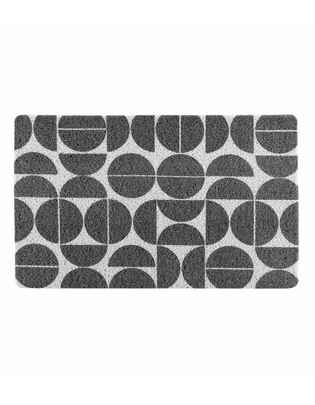 Tapis d'entrée rectangulaire, motif géométrique (noir / blanc)