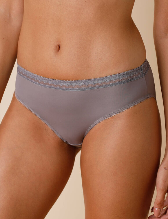 Culotte microfibre et tulle plumetis effet seconde peau forme midi Paia - lot de 2  (gris)