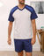 Pyjama short tricolore - lot de 2 (bleu + gris)