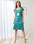 Chemise de nuit manches courtes motif "chat" (céladon)