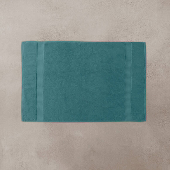 Tapis de bain &eacute;ponge liteau reli&eacute;f&eacute; confort premium (bleu gris&eacute;)