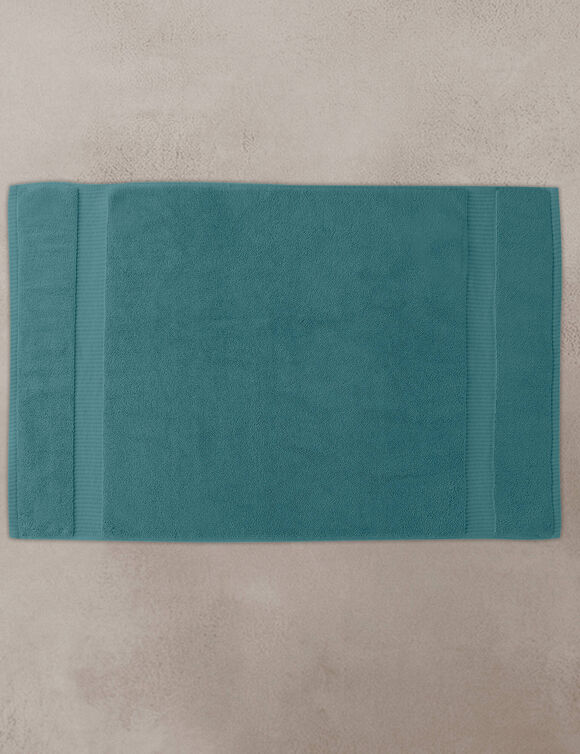 Tapis de bain &eacute;ponge liteau reli&eacute;f&eacute; confort premium (bleu gris&eacute;)