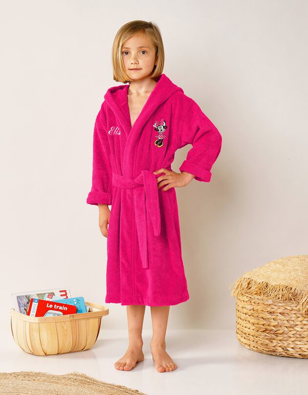 Peignoir enfant à capuche Minnie® Cœur Disney® personnalisable (fuchsia) Peignoir enfant à capuche Minnie® Cœur Disney® personnalisable (fuchsia)