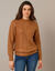 Pull col montant, maille anglaise toucher doux (noisette)
