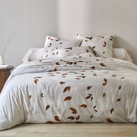 Linge de lit Automne en coton imprimé (blanc)