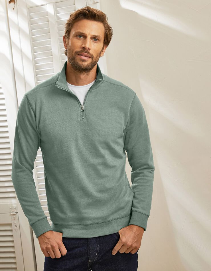 Sweat molleton col camionneur zippé (tilleul)