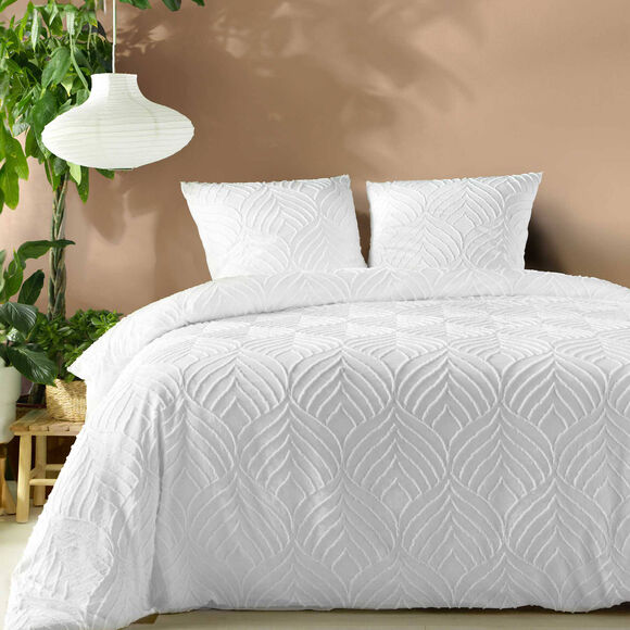 Parure de lit microfibre tuftée   (blanc)