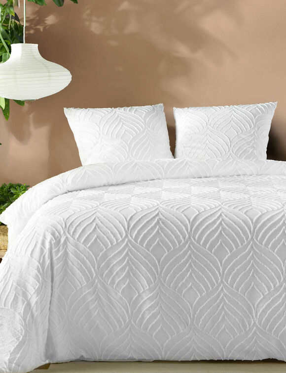 Parure de lit microfibre tuftée   (blanc)