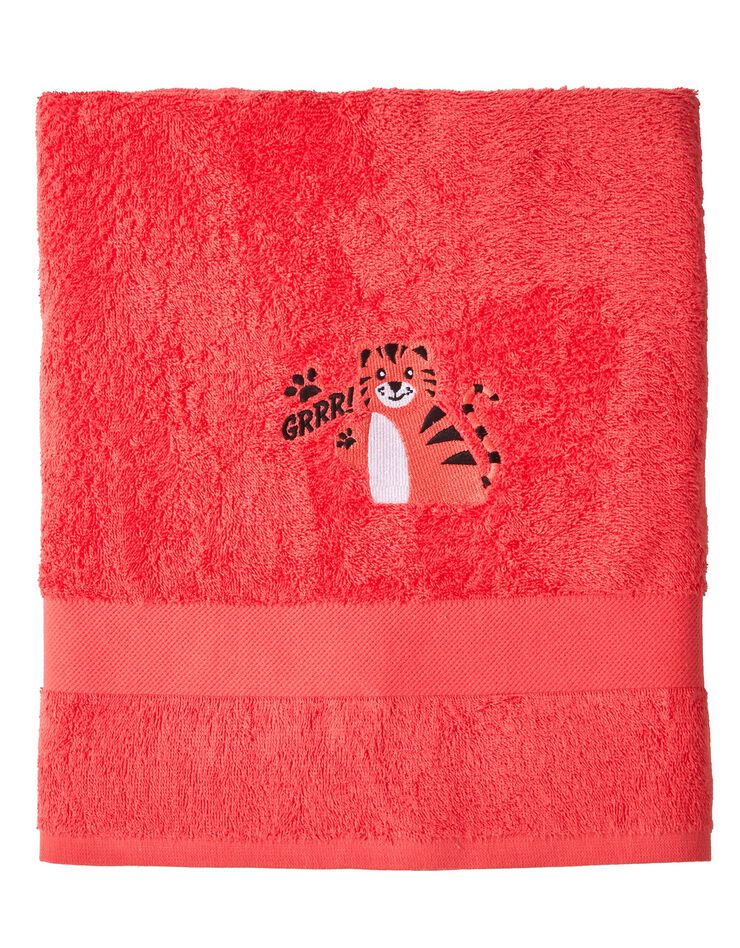 Collection éponge enfant brodée tigre - 380g/m2 (corail) Collection éponge enfant brodée tigre - 380g/m2 (corail)