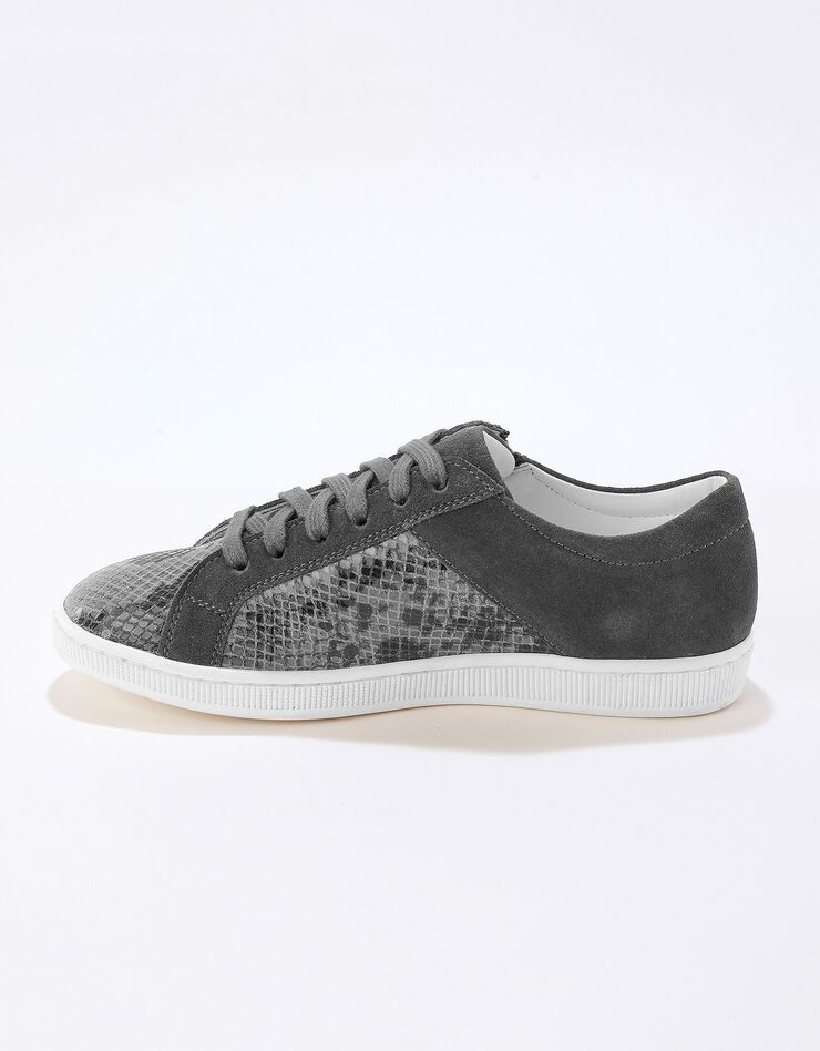 Basket zippée en cuir souple effet python - forme basse (gris) Basket zippée en cuir souple effet python - forme basse (gris)
