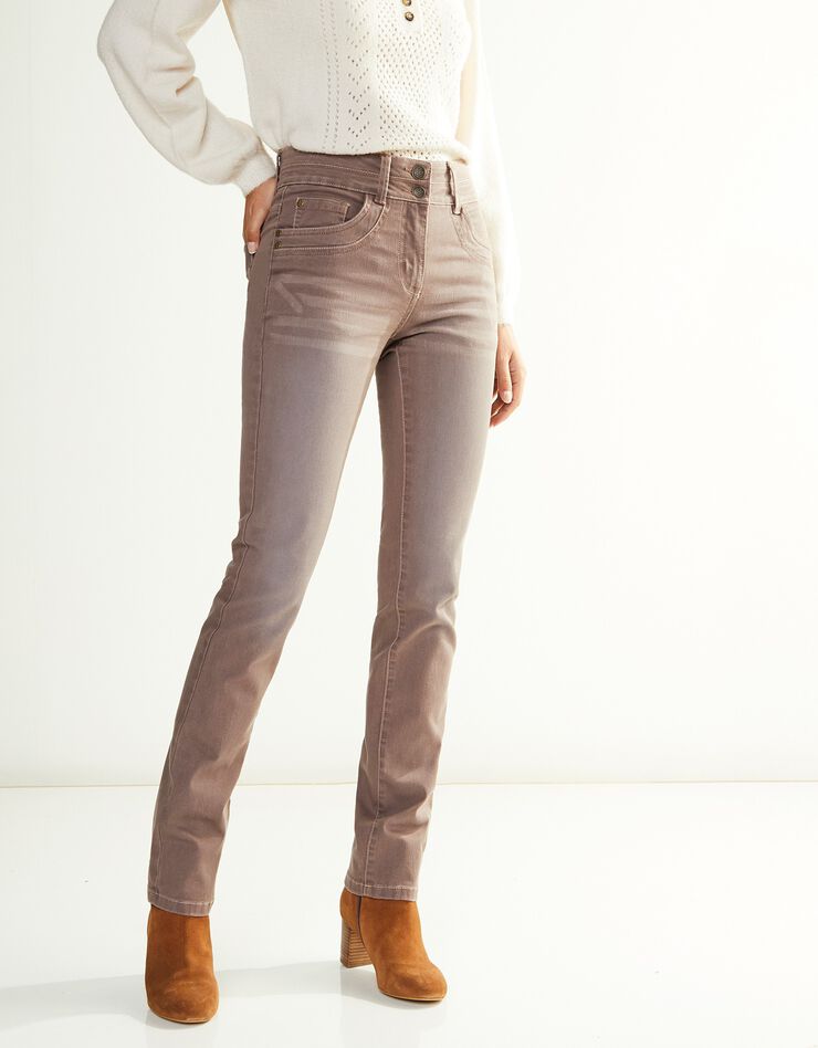 Jean coupe droite stretch couleur (taupe clair) Jean coupe droite stretch couleur (taupe clair)