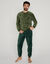 Pyjama pantalon bicolore maille polaire manches longues (kaki)