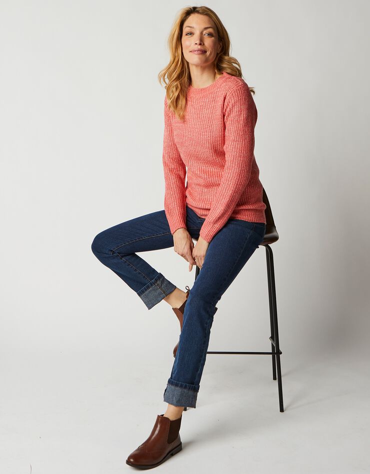Pull col rond maille anglaise (corail chiné) Pull col rond maille anglaise (corail chiné)