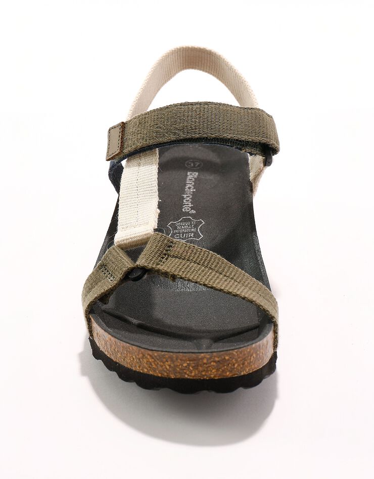 Sandales préformées bandes scratchées (kaki / écru)