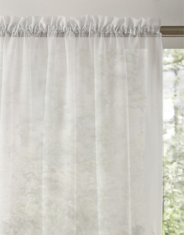 Panneau voile uni finition galon fronceur (blanc)