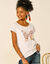 T-shirt manches courtes, imprim&eacute; plac&eacute; "papillon" (blanc)