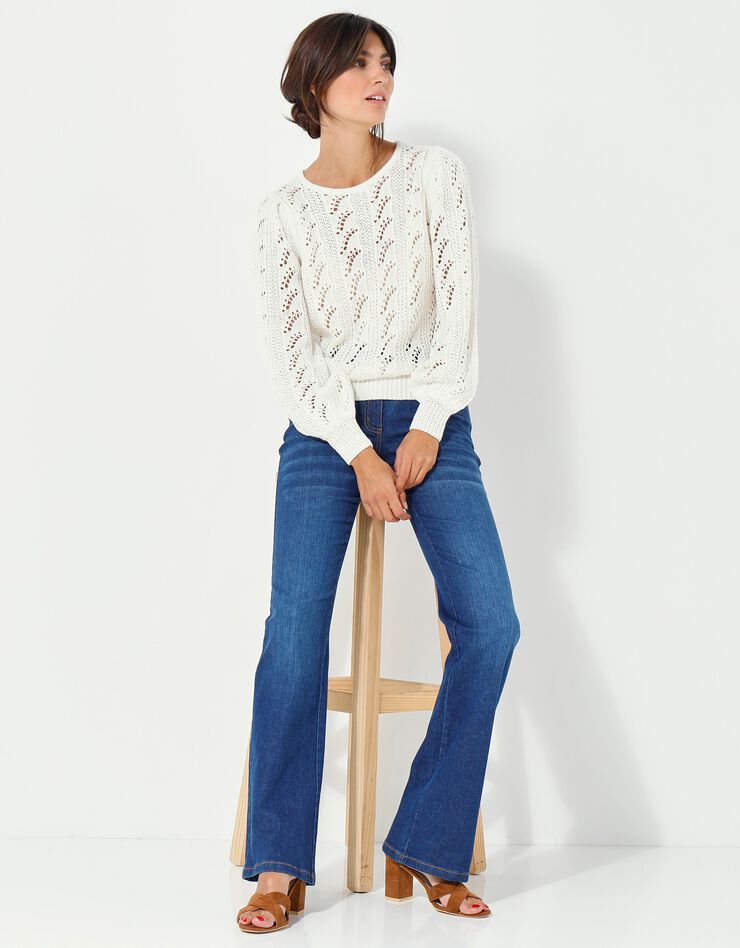 Pull maille fantaisie ajourée (écru) Pull maille fantaisie ajourée (écru)