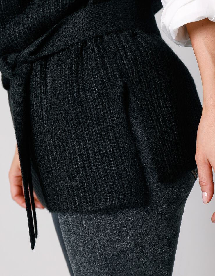 Pull tunique sans manches, maille anglaise toucher mohair (noir) Pull tunique sans manches, maille anglaise toucher mohair (noir)