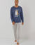 Pyjama message motif toutou manches longues  (marine / gris chin&eacute;)