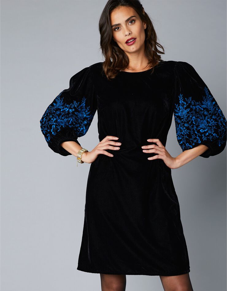 Robe en velours brodé (noir) Robe en velours brodé (noir)