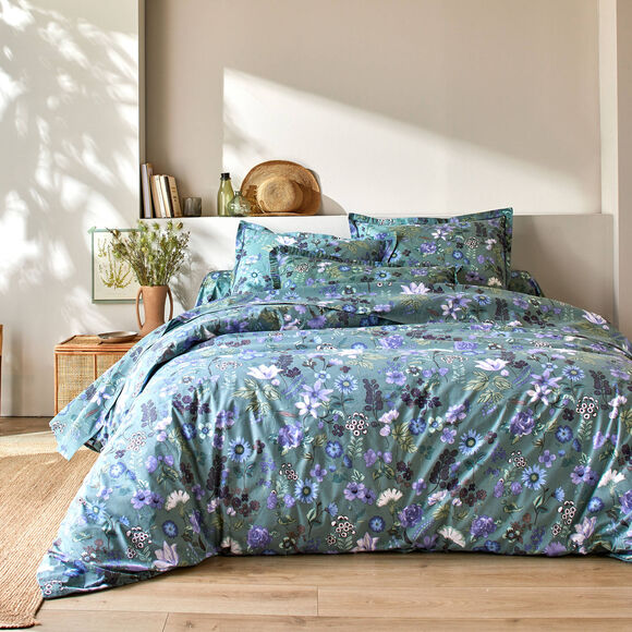 Linge de lit Kelly en coton imprimé floral (vert)