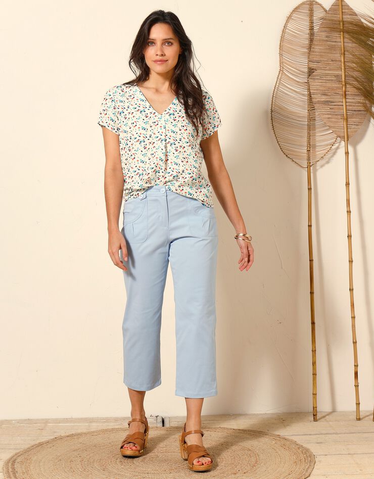 Pantacourt droit stretch (bleu grisé) Pantacourt droit stretch (bleu grisé)