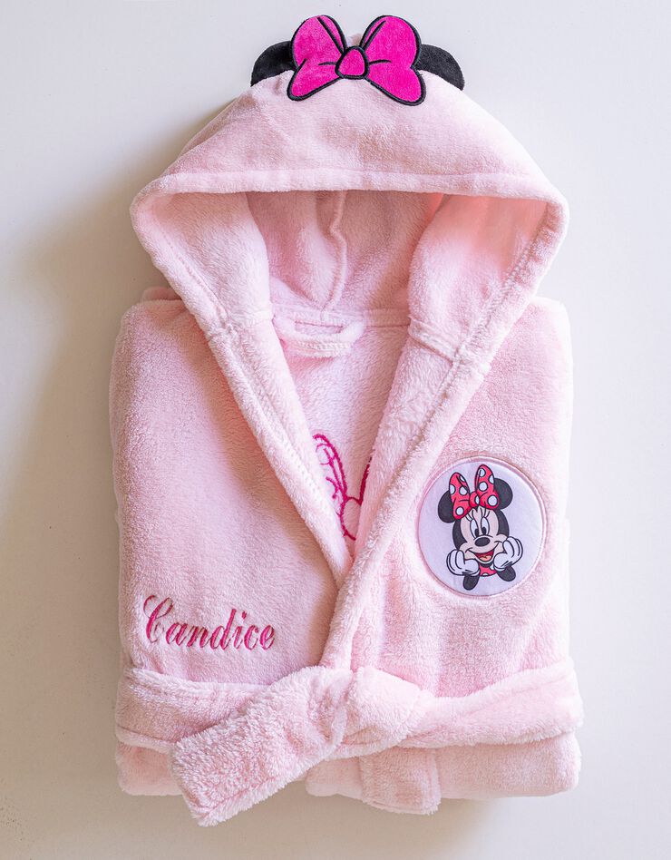 Robe de chambre capuche enfant Minnie® personnalisable - polaire (rose)