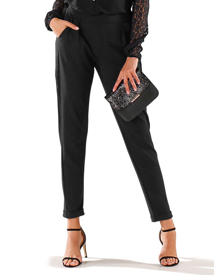 Pantalon 7/8ème chino maille crêpe (noir) Pantalon 7/8ème chino maille crêpe (noir)