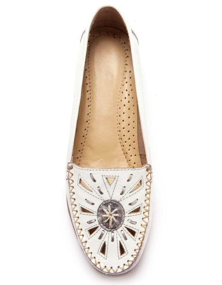 Mocassins "sans gêne" cuir grande largeur - blanc (blanc) Mocassins "sans gêne" cuir grande largeur - blanc (blanc)