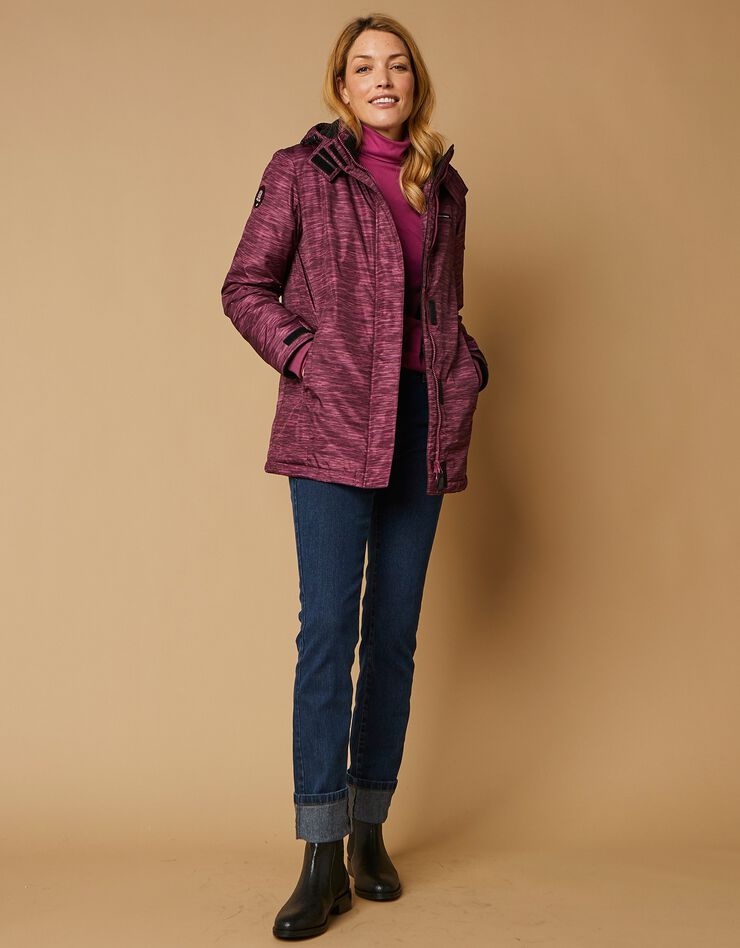 Parka imperméable doublée polaire imprimée chiné (violine) Parka imperméable doublée polaire imprimée chiné (violine)