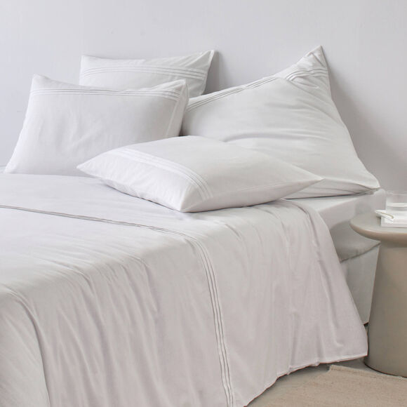 Linge de lit blanc plis plats Colombine® (blanc)