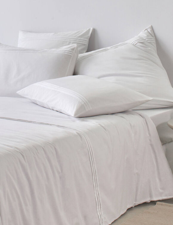 Linge de lit blanc plis plats Colombine® (blanc)