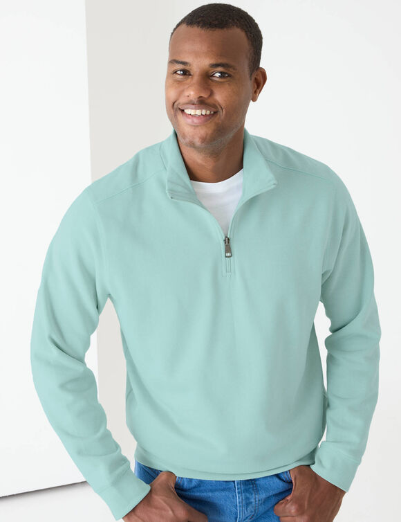 Sweat molleton col camionneur zipp&eacute; (aqua)